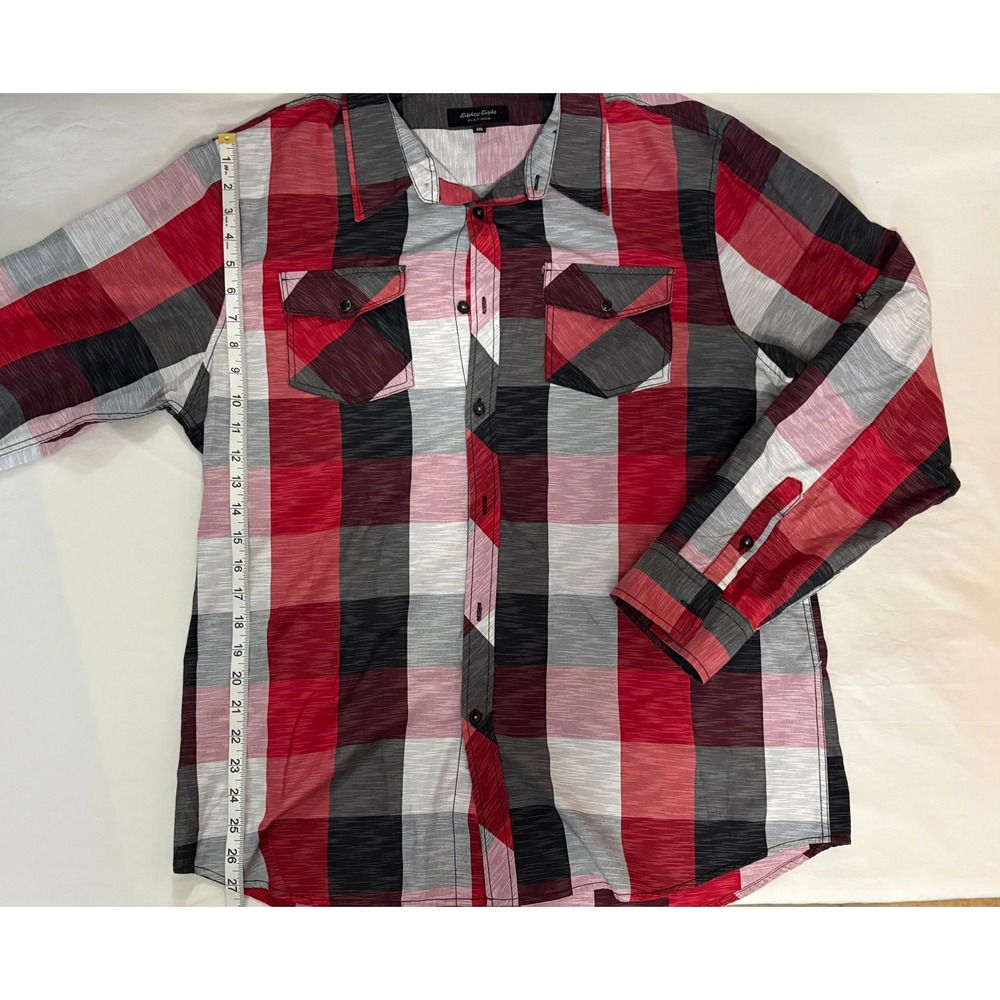 Eighty Eight Platinum Plaid Button Up Shirt Men's XXL Long Sleeve